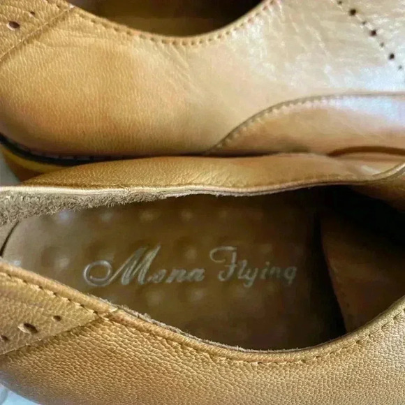 Mona Flying Womens leather dress shoes pointed toe brown US 7.5 EU 39 1" Heel - Picture 10 of 11